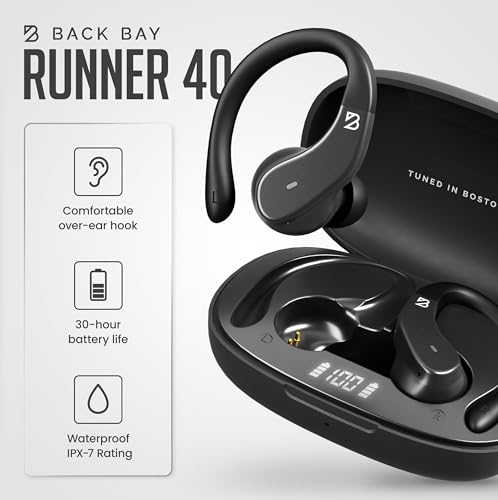 Back Bay Audio Runner Wireless Earbuds for Running, Wrap Around Earbuds - color: Black
