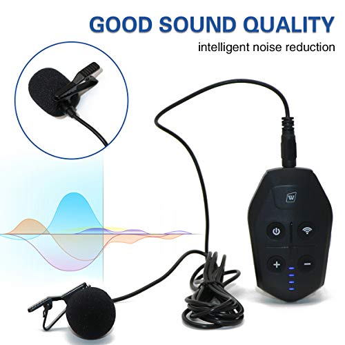 Lavalier Microphone Wireless&Wired Lapel Mic Set for Voice Amplifier Pa System Pa Speaker Video DSLR Camera Recording ect Mini Portable Clip On Rechargeable Transmitter with Receiver