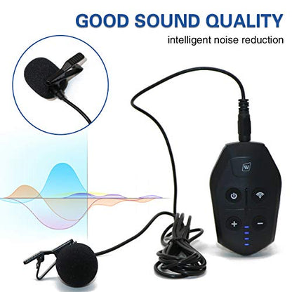 Lavalier Microphone Wireless&Wired Lapel Mic Set for Voice Amplifier Pa System Pa Speaker Video DSLR Camera Recording ect Mini Portable Clip On Rechargeable Transmitter with Receiver