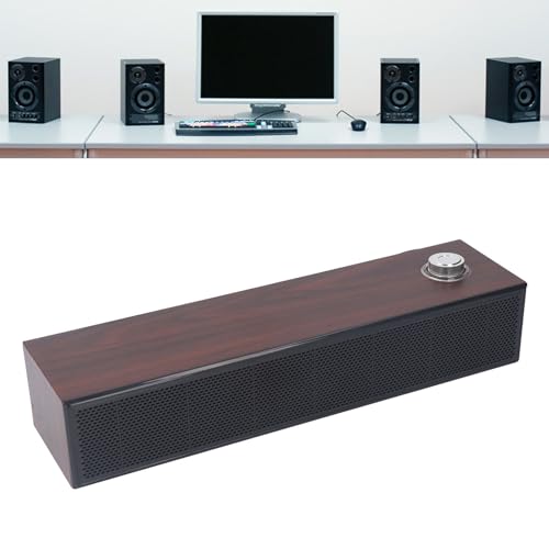 Diyeeni Wooden Computer Speaker, USB Powered PC Speakers, HiFi Stereo Sound Computer Sound Bar for Desktop Laptop, with Volume Knob, 3.5mm AUX Plug & Jack, 1.2m Cable