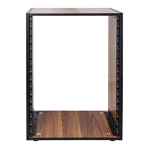 Sound Town DIY 16U Studio Rack with Furniture Grade Walnut Laminate, Rubber Feet, Casters (SDRK-16WN) - size: 16U w/ Casters