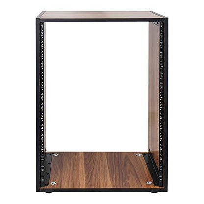Sound Town DIY 16U Studio Rack with Furniture Grade Walnut Laminate, Rubber Feet, Casters (SDRK-16WN) - size: 16U w/ Casters