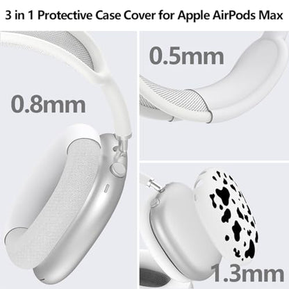 3-in-1 Silicone Case Cover for AirPods Max 2/AirPods Max Headphones, Apple AirPod Max Accessory Protective Cover, Headband/Ear Cups/Ear Pad Covers, Anti-Scratch and Sweatproof (Black and White) - color: Black and White