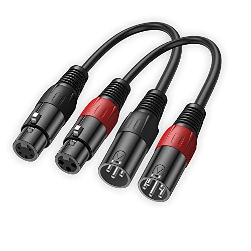 LanSenSu XLR 3 Pin to 5 Pin Female Audio Cable, for Microphone DMX Stage Light Turnaround (2Pack) - style: XLR 3 Pin to XLR 5 Pin(1Set )-11.8INCH