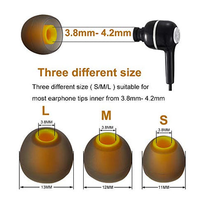 Earbud Tips Soft Silicone Earbuds Replacement Tips Fit for in-Ear Headphones(Inner Hole from 3.8mm -4.2mm Earphones) 9 Pairs S/M/L