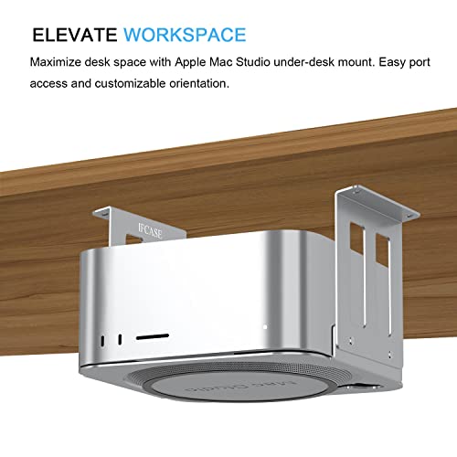 IFCASE Aluminum Under Desk Mount for Mac Studio M4 M3 M2 M1 Max, Ultra with Anti-Scratch Pad (Silver) - color: Silver