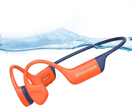 Bone Conduction Headphones Swimming-IPX8 Waterproof Open-Ear Swimming Headphones,Bone Conduction Bluetooth 5.4 Wireless Earphones for Workouts and Running,Built-in Mic & 32GB MP3 Player - color: Orange