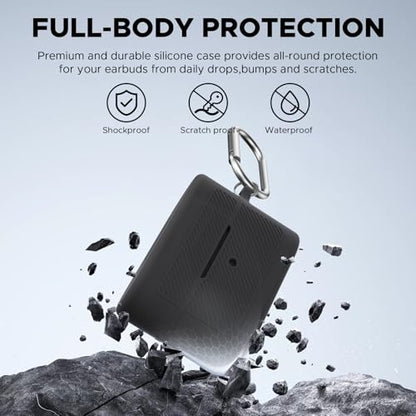 Soft Silicone Case for Sony WF-1000XM6 with Keychain&Cleaning Pen kit,Anti-Scratch Shockproof Protective Case Cover for Sony WF-1000XM6 Wireless Earbuds Charging Case (Black) - color: Black