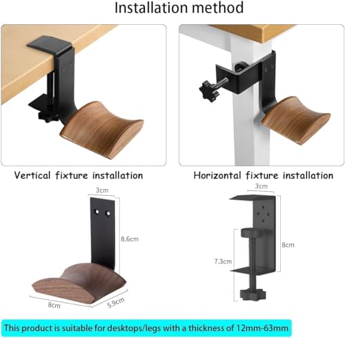 Walnut Wood Headset Holder Universal Adjustable Clamp-on Headphone Stand