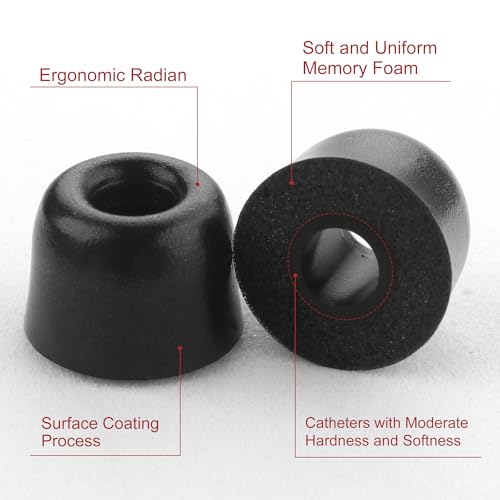 6 Pairs Memory Foam Earbud Tips Slow-Rebound Foam Earbud Tips Fits for 5mm-6mm in-Ear Earphones Blocking Noise Earbuds Tips with Storage Box S/M/L 3 Sizes Ear Replacement Tips (Inner 4.9mm, Black) - size: S/M/L (Inner size: 4.9mm)