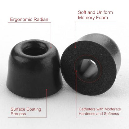 6 Pairs Memory Foam Earbud Tips Slow-Rebound Foam Earbud Tips Fits for 5mm-6mm in-Ear Earphones Blocking Noise Earbuds Tips with Storage Box S/M/L 3 Sizes Ear Replacement Tips (Inner 4.9mm, Black) - size: S/M/L (Inner size: 4.9mm)