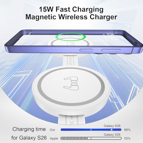 Galaxy S26 3 in 1 Wireless Charger Station, Foldable Fast Charging Pad for Samsung S25 Ultra S24 - color: Wireless Charger White