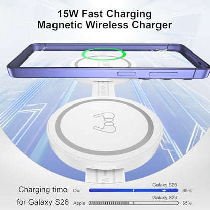 Galaxy S26 3 in 1 Wireless Charger Station, Foldable Fast Charging Pad for Samsung S25 Ultra S24 - color: Wireless Charger White