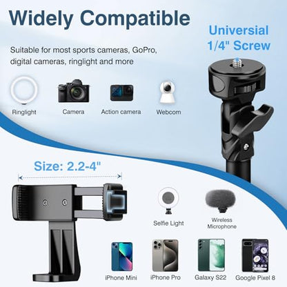 72" Tripod for iPhone, Phone & Camera Travel Tripod Stand with Remote, Compatible with Smartphone/Gopro - size: 72 Inch
