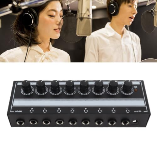 Headphone Amplifier, Stereo Headphone Amplifier Clear Sound Metal 100 to 240V Compact 8 Output and 1 Input Channels Sturdy for Stage