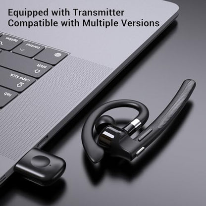 Single Ear Earpiece Comfortable Design, Wireless Bluetooth Headset 180 Rotatable Hook with Charging Case for Driver Office Phone PC