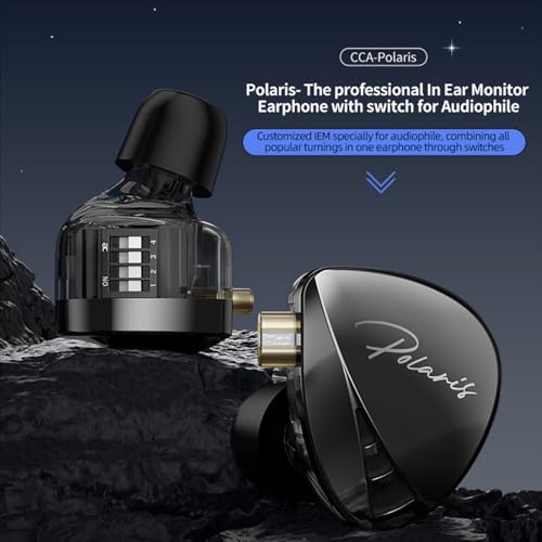 CCA Polaris 4 Tone Adjustable in Ear Monitor Headphones, High-Sensitivity Dual-Cavity Dynamic Driver IEM Earphones, HiFi Stereo Gaming Earbuds with 2pin Detachable Cable - size: With Mic