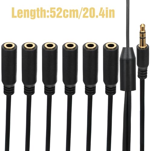 3.5mm Multi Headphone Splitter, 3.5mm Splitters 1 to 6 Ways 1/8inch TRS Male to 6 Female Multiple Headphone Jack Splitter Audio Splitters Cable Headphones Cord for Earphone Headset Laptop Phone, 1.5FT