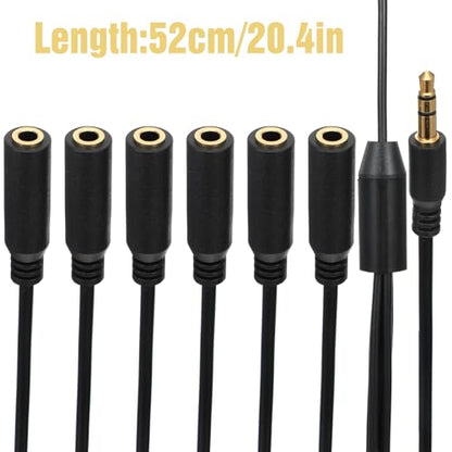 3.5mm Multi Headphone Splitter, 3.5mm Splitters 1 to 6 Ways 1/8inch TRS Male to 6 Female Multiple Headphone Jack Splitter Audio Splitters Cable Headphones Cord for Earphone Headset Laptop Phone, 1.5FT