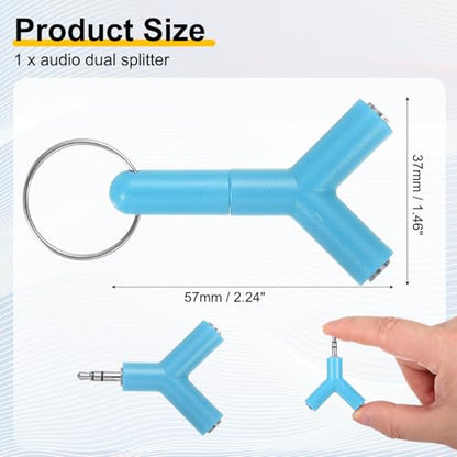 MECCANIXITY Headphone Splitter Adapter, 3.5mm Male to 2 Port Female Y Jack Aux Stereo Splitter for Phone Headset PS4 Switch Tablets, Sky Blue - color: Sky Blue