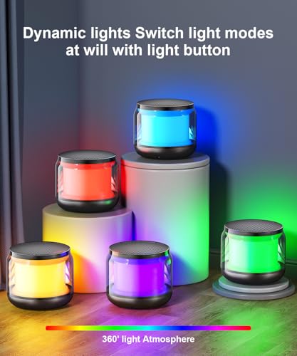 Mini Portable Bluetooth Speaker, TWS Pairing Bass LED Lights, Rechargeable | Long Playtime, Stereo Sound, BT 5.3, Home & Outdoor, AUX Input, TF Card, Lanyard, Christmas Birthday Gifts for Men Women Kids - color: Black