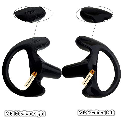 Lsgoodcare Replacement Earmold Earbud (Left and Right Ear) for Two Way Radio Acoustic Coil Tube Earpiece - Open Ear Insert Earmould Earbuds Black, Medium, Soft Silicone Material, 5 Pairs - size: Medium Size-5Pack