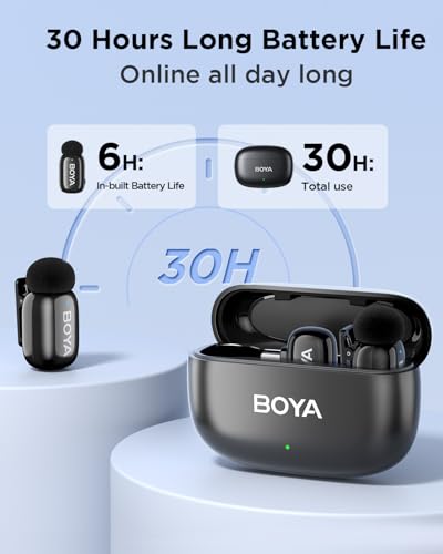BOYA Mini USB-C Wireless Lavalier Microphone for Andriod iPhone 16/15, Ultra Mini Lapel Mics with AI Voice Switching, Noise Reduction and Charging Case, Metal Clip for TikTok Content Creators - style: USB-C(2TX+RXU+CC)