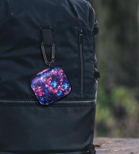 WIRESTER Portable Wireless Headphone Case, Earphone Storage Bag Carrying Case, Earbud Holder with Carabiner Compatible with Raycon Fitness Bluetooth True Wireless Earbuds - Purple Nebula Galaxy - color: Purple Nebula Galaxy
