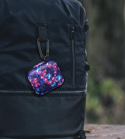 WIRESTER Portable Wireless Headphone Case, Earphone Storage Bag Carrying Case, Earbud Holder with Carabiner Compatible with Raycon Fitness Bluetooth True Wireless Earbuds - Purple Nebula Galaxy - color: Purple Nebula Galaxy
