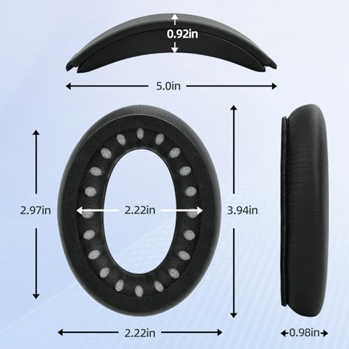 Replacement Headband Cushion and Earpads for Bose QC35 QC45 Headphones with Noise Isolation Memory Foam (Black) - color: Black
