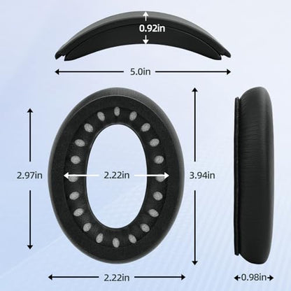 Replacement Headband Cushion and Earpads for Bose QC35 QC45 Headphones with Noise Isolation Memory Foam (Black) - color: Black