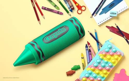 Crayola Kids Crayon Speakers Bluetooth, Portable Bluetooth Speakers | 20W Peak Power HD Sound, Mini Bluetooth Speaker Wireless with TWS Pairing BT 5.3, FM Radio Home/Party/Outdoor/Travel - color: Green