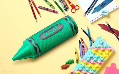 Crayola Kids Crayon Speakers Bluetooth, Portable Bluetooth Speakers | 20W Peak Power HD Sound, Mini Bluetooth Speaker Wireless with TWS Pairing BT 5.3, FM Radio Home/Party/Outdoor/Travel - color: Green