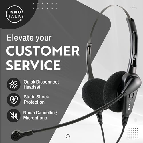 INNOTALK - Cisco Phone Headset, Classic Binaural Wired Headset with Microphone & Quick Disconnect RJ9 Adapter for Most Cisco Phones, Wired Headphones, Cost Effective Corded Headset - size: Classic-Binaural