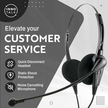 INNOTALK - Cisco Phone Headset, Classic Binaural Wired Headset with Microphone & Quick Disconnect RJ9 Adapter for Most Cisco Phones, Wired Headphones, Cost Effective Corded Headset - size: Classic-Binaural
