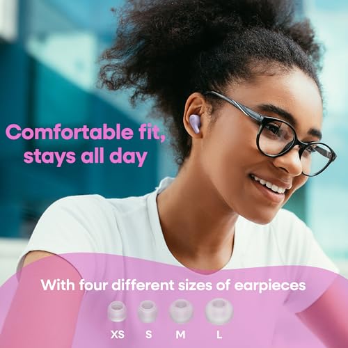 JVC Gumy Premium True Wireless Earbuds Noise Cancelling, Bluetooth 5.4 Headphones 26H Battery, ANC Ambient Mode, Gaming Low Latency, USB-C Case - color: Grape