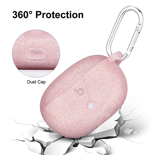 AIRSPO Silicone Case Compatible with Beats Studio Buds Case 2021 Soft Protective Cover for Beats Wireless Earbuds with Keychain (Glittery Rose Gold) - color: Glittery Rose Gold