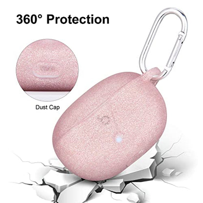 AIRSPO Silicone Case Compatible with Beats Studio Buds Case 2021 Soft Protective Cover for Beats Wireless Earbuds with Keychain (Glittery Rose Gold) - color: Glittery Rose Gold