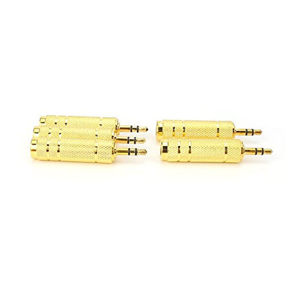 (5 Pack 3.5mm 1/8" Male Plug TRS to 6.35mm 1/4" Female Stereo Jack Adaptor-Gold Plated Converte,for Audio Earphone,Headphones ect - size: 3.5mm Male to 6.35mm Female (5-Pack)
