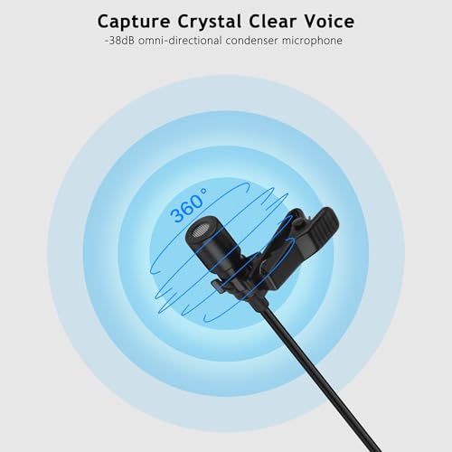 USB-C & USB-A Lavalier Microphone for Smartphones & Computers, 6.6 ft | Omnidirectional Clip-on Mic for iPhone 17/16/15, Samsung, Google, OnePlus and PCs, Ideal for YouTube, Interviews and Podcasts