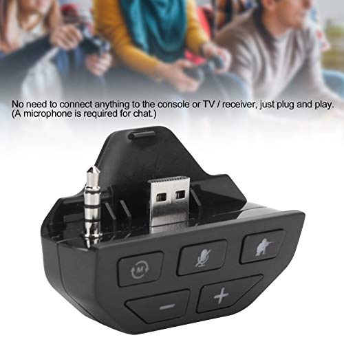 Stereo Headset Adapter, Gamepad Controller Audio Adapter with Volume Control, 3.5 mm Headphone Converter Sound Enhancer, for Xbox One(Black)