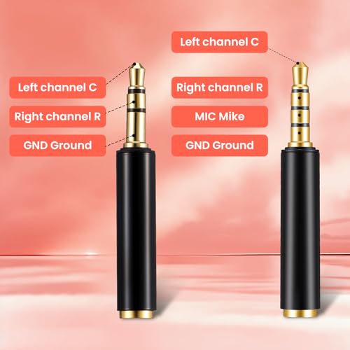 Molain 4 Pack 3.5mm TRS Male to 3.5mm TRRS Adapter, TRRS to TRS Adapter Male to Female Microphone Audio Converter Microphone Audio Adapters Compatible with Cameras Recorders Camcorders Audio
