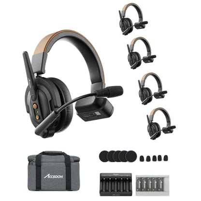 Accsoon Como SE Wireless Headset Intercom System 5-Person Full Duplex 1312ft Team Communication Group Talk, 30+Hour Battery Life