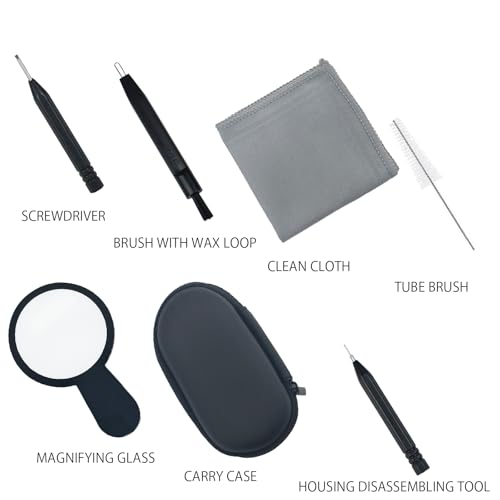 10 PCS Hearing Aid Cleaning Kits Hearing Amplifier Brush Tools Earbuds Headphones Cleaner Brush Kits with Case Set B - color: Black