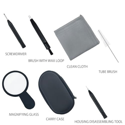 10 PCS Hearing Aid Cleaning Kits Hearing Amplifier Brush Tools Earbuds Headphones Cleaner Brush Kits with Case Set B - color: Black