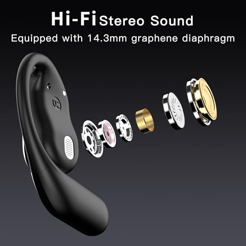 Q16 PRO Wireless Translation Earbuds with 70 Hour Bluetooth 5.4 Sports, Open wear, Wireless Bluetooth Smart Touch Screen, Ear Cup Earbuds with Ear Hooks, IPX5 Waterproof (Black) - color: Black