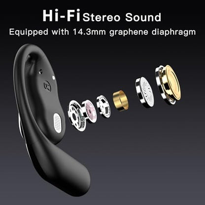 Q16 PRO Wireless Translation Earbuds with 70 Hour Bluetooth 5.4 Sports, Open wear, Wireless Bluetooth Smart Touch Screen, Ear Cup Earbuds with Ear Hooks, IPX5 Waterproof (Black) - color: Black