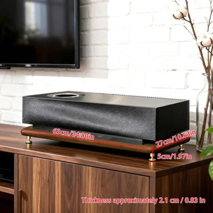 Walnut and Acrylic Audio Rack, Vibration Dampening Stand | Shock-Absorbing Feet with Silent Pads for Desktop Audio Components, Gaming and Living Room(Walnut wood/24.8x10.6x2in) - size: Walnut wood/24.8x10.6x2in