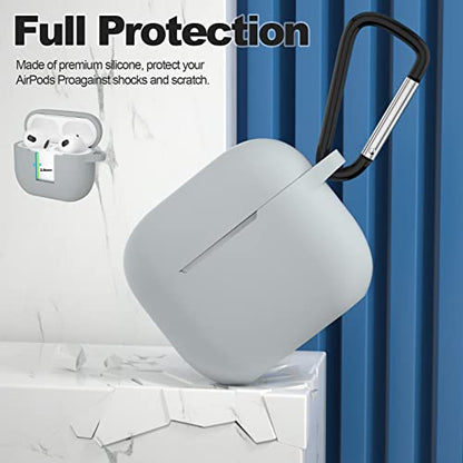 Compatible with AirPods 3 Case, Protective Silicone Cover for AirPods 3rd Generation Case 2021, Wireless Charging - Grey - color: C-Grey