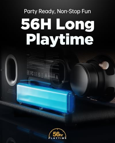 Portable Bluetooth Speaker, 150W Peak Power Home Speaker with 56H Playtime | Leather-Inspired Design, Adjustable Bass & Treble, Bluetooth 5.4, Carrying Strap for Home, Outdoor, Camping & Parties - color: Jet-black